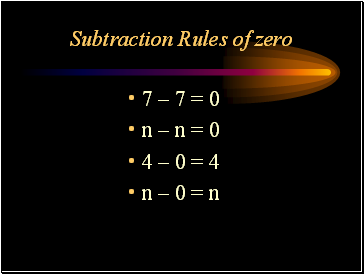 Subtraction Rules of zero