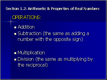 Arithetic & Properties of Real Numbers