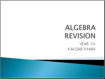 Algebra Revision