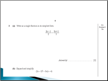 Algebra revision