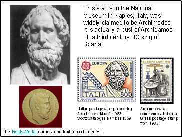 Italian postage stamp honoring Archimedes May 2, 1983 Scott Catalogue Number 1559
