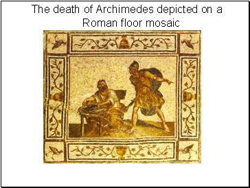 The death of Archimedes depicted on a Roman floor mosaic