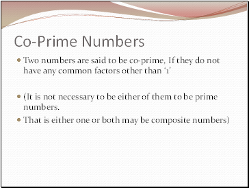 Co-Prime Numbers