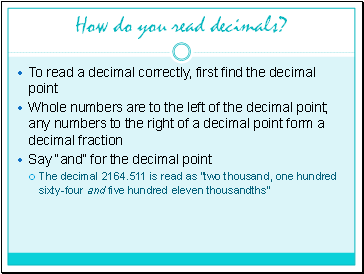 How do you read decimals?