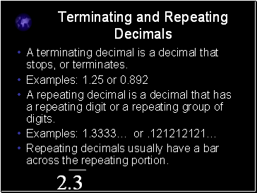 Terminating and Repeating Decimals