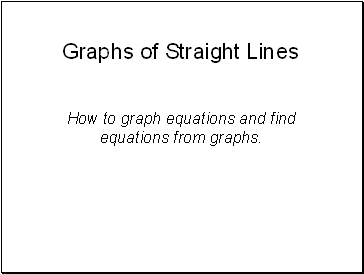 Graphs of Straight Lines