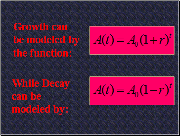 Growth can be modeled by the function:
