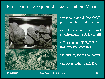 Moon Rocks: Sampling the Surface of the Moon