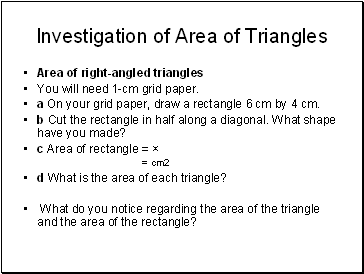 Investigation of Area of Triangles