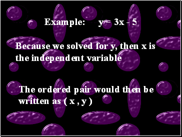 Example: y = 3x - 5