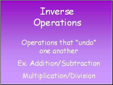 Inverse Operations