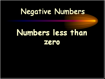 Negative Numbers