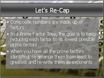 Let’s Re-Cap