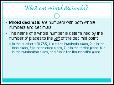 What are mixed decimals?
