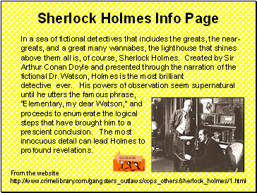 Sherlock Holmes Info Page