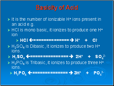 Basicity of Acid