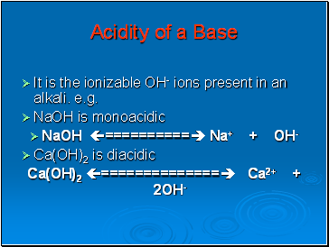 Acidity of a Base