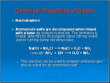 Chemical Properties of Bases