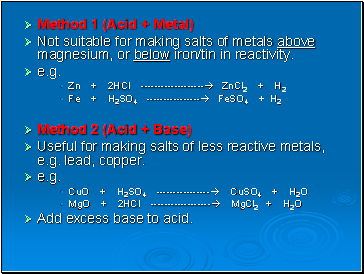 Method 1 (Acid + Metal)