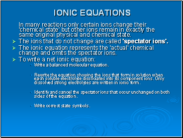 Ionic equations