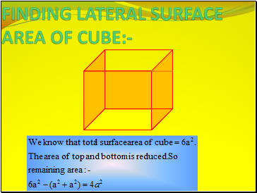 FINDING LATERAL SURFACE AREA OF CUBE:-