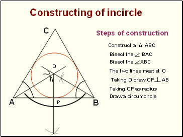 Constructing of incircle