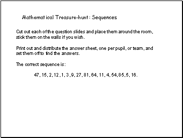 Mathematical Treasure-hunt: Sequences