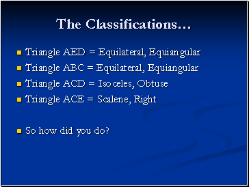 The Classifications…