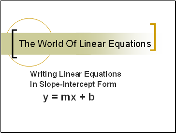 The World Of Linear Equations
