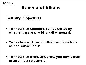 Acids and Alkalis