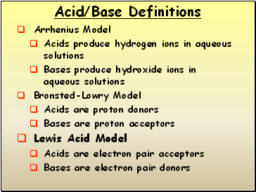 Acid/Base Definitions