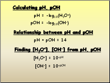 Calculating pH, pOH