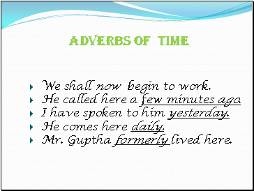 Adverbs Of Time