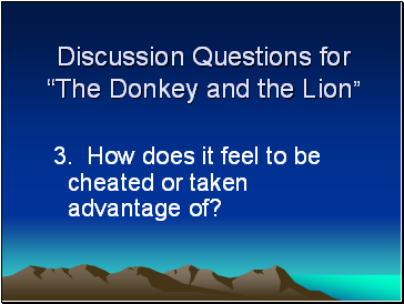 Discussion Questions for The Donkey and the Lion