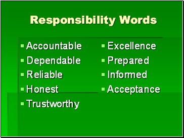 Responsibility Words