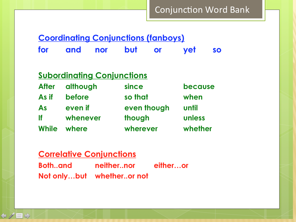 Subordinating conjunctions