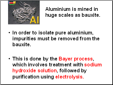 In order to isolate pure aluminium, impurities must be removed from the bauxite.