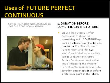 Uses of future perfect continuous