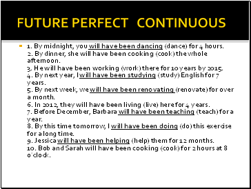 FUTURE PERFECT CONTINUOUS