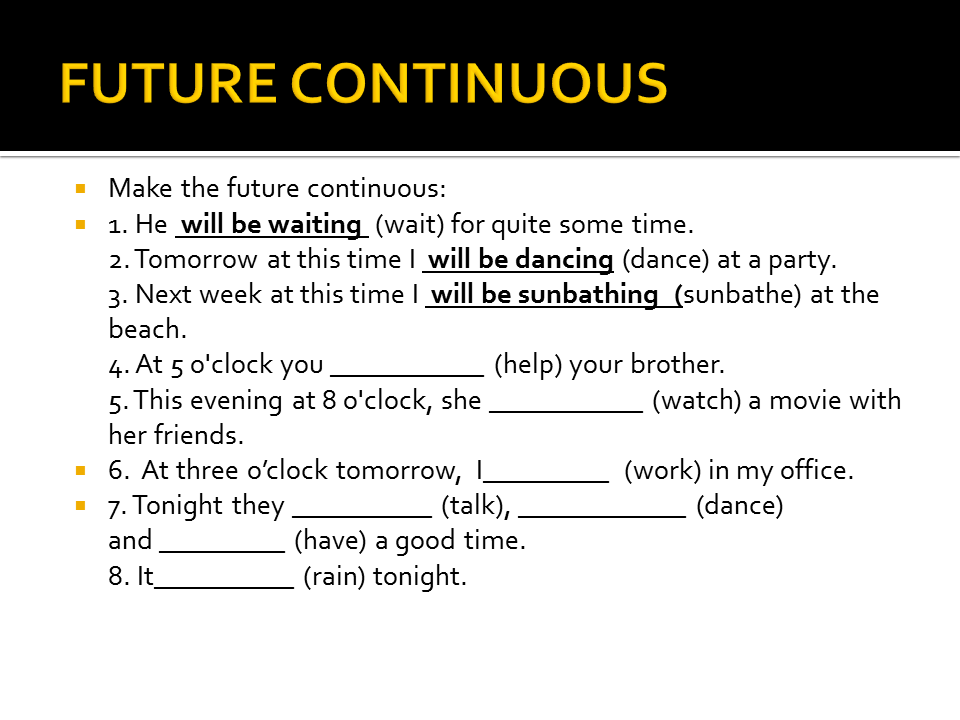 Make sentences in future