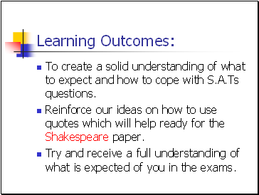 Learning Outcomes