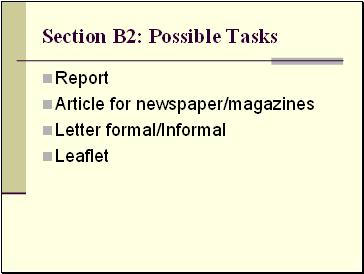 Section B2: Possible Tasks