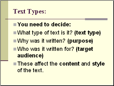 Text Types:
