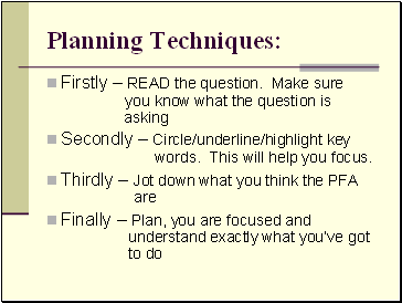 Planning Techniques