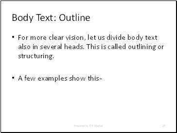 Body Text: Outline