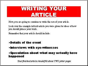 Writing your article