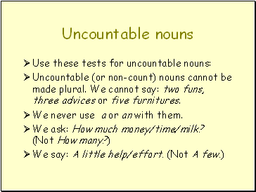 Uncountable nouns