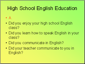 High School English Education