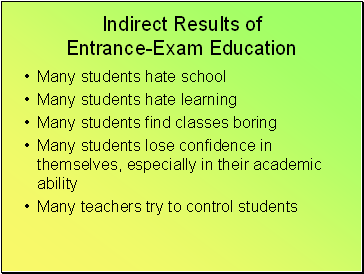 Indirect Results of Entrance-Exam Education