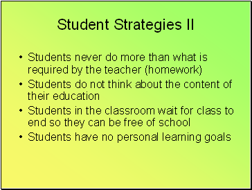 Student Strategies II